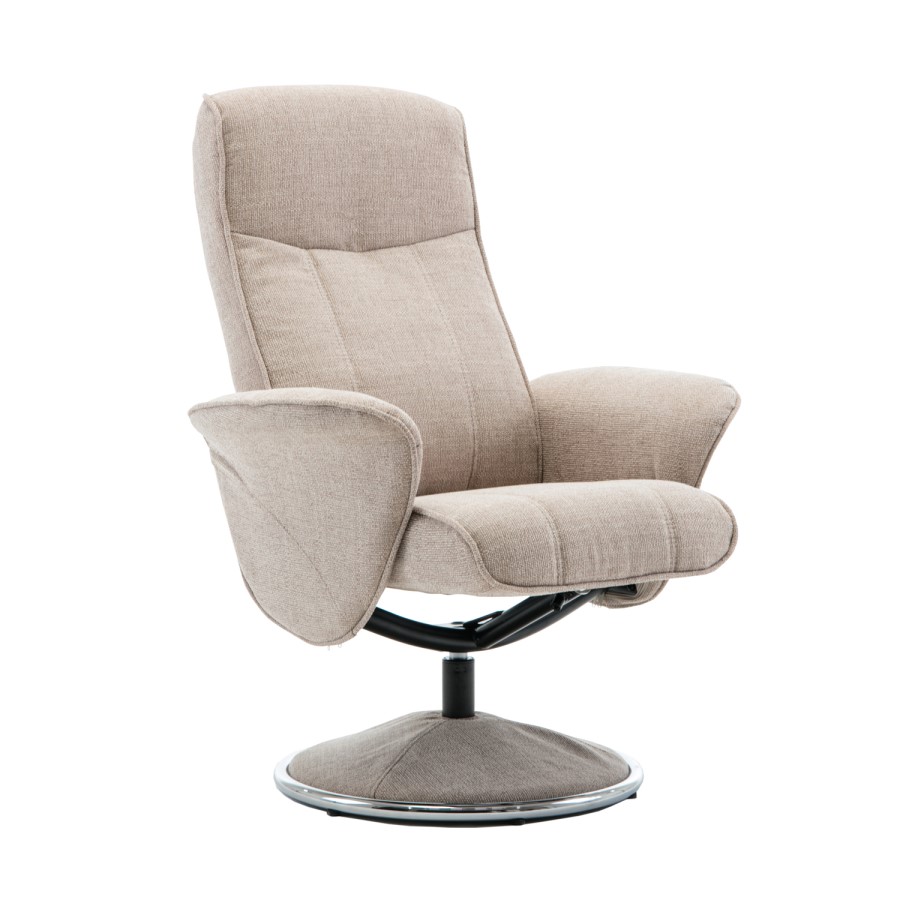 Verona Swivel Recliner & Footstool in Beige Fabric