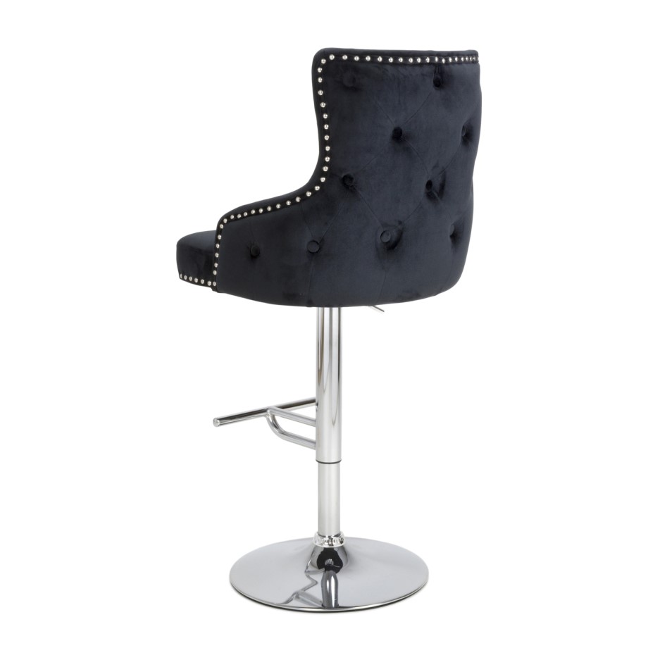Adjustable Black Velvet Bar Stool - Cairo | Furniture123