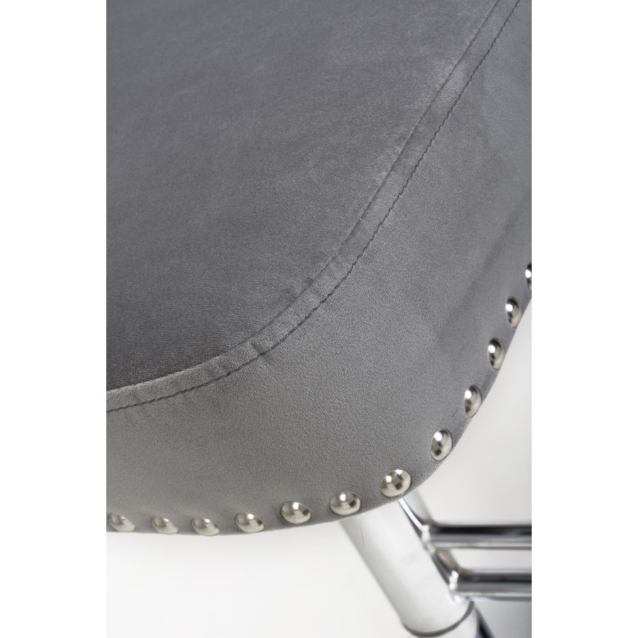Adjustable Grey Velvet Bar Stool - Cairo