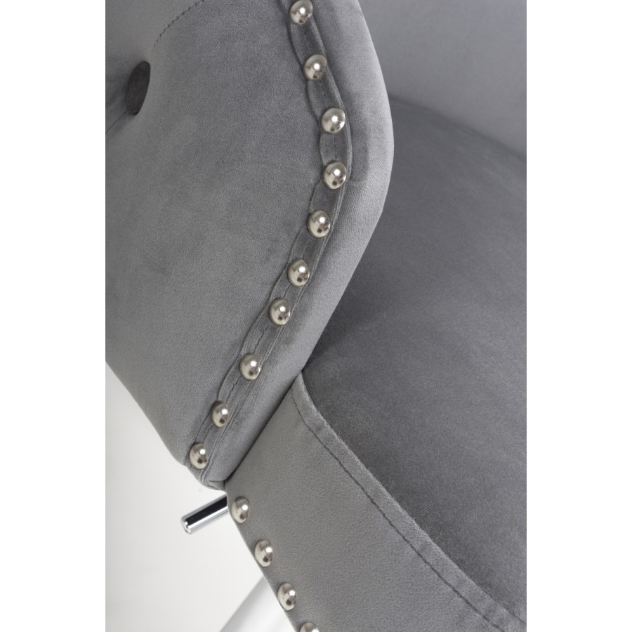 Adjustable Grey Velvet Bar Stool - Cairo