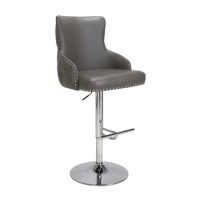 Grey Faux Leather Bar Stool - Shankar