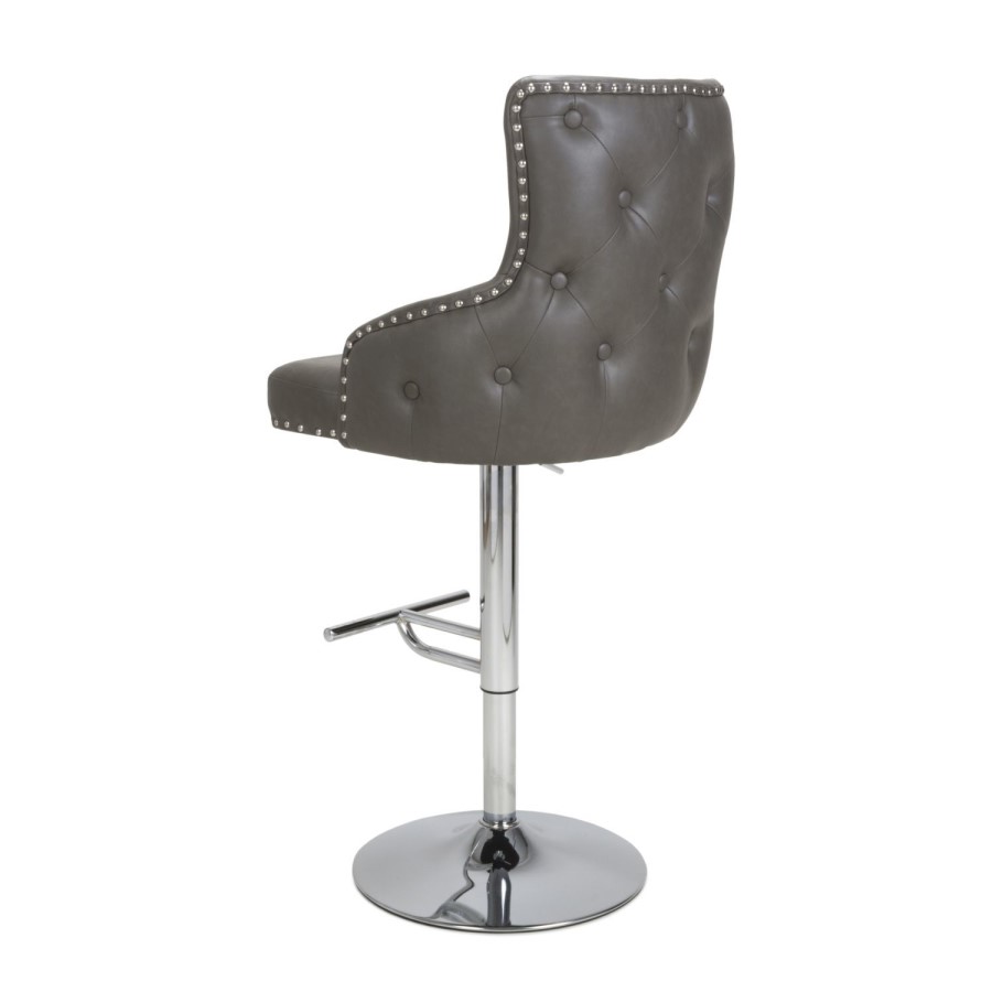 Grey Faux Leather Bar Stool - Shankar