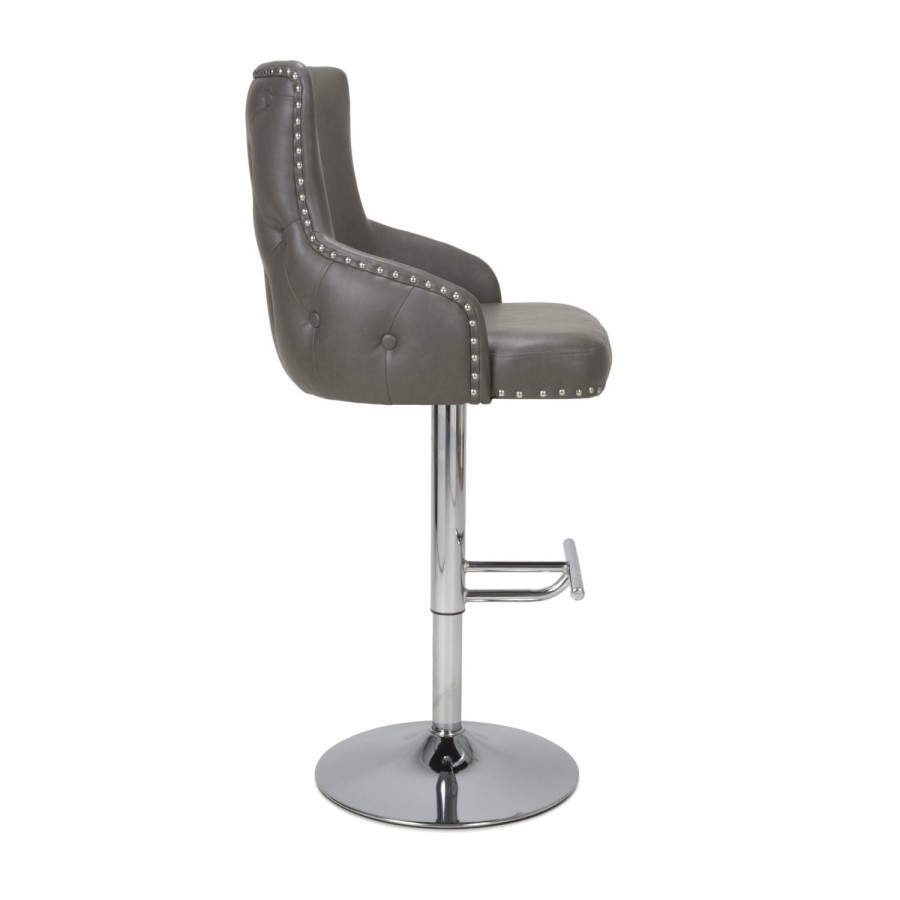 Grey Faux Leather Bar Stool - Shankar