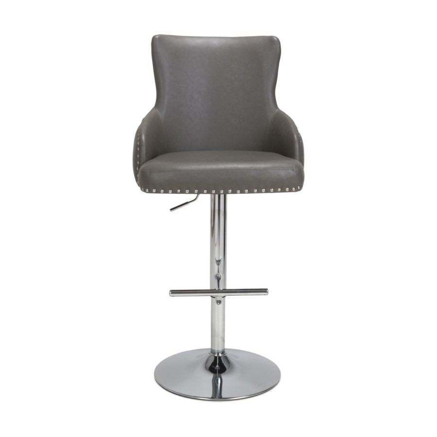 Grey Faux Leather Bar Stool - Shankar