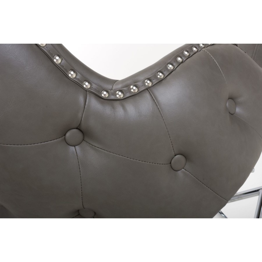 Grey Faux Leather Bar Stool - Shankar