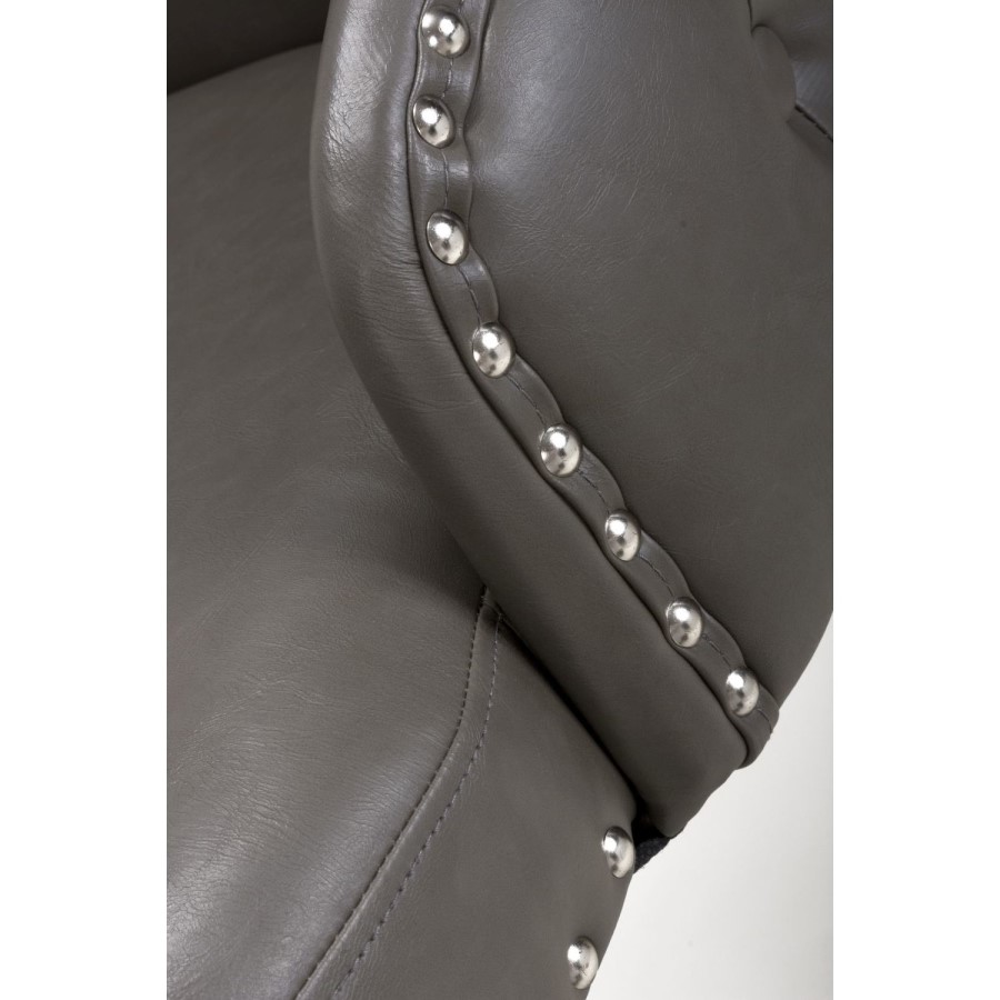 Grey Faux Leather Bar Stool - Shankar