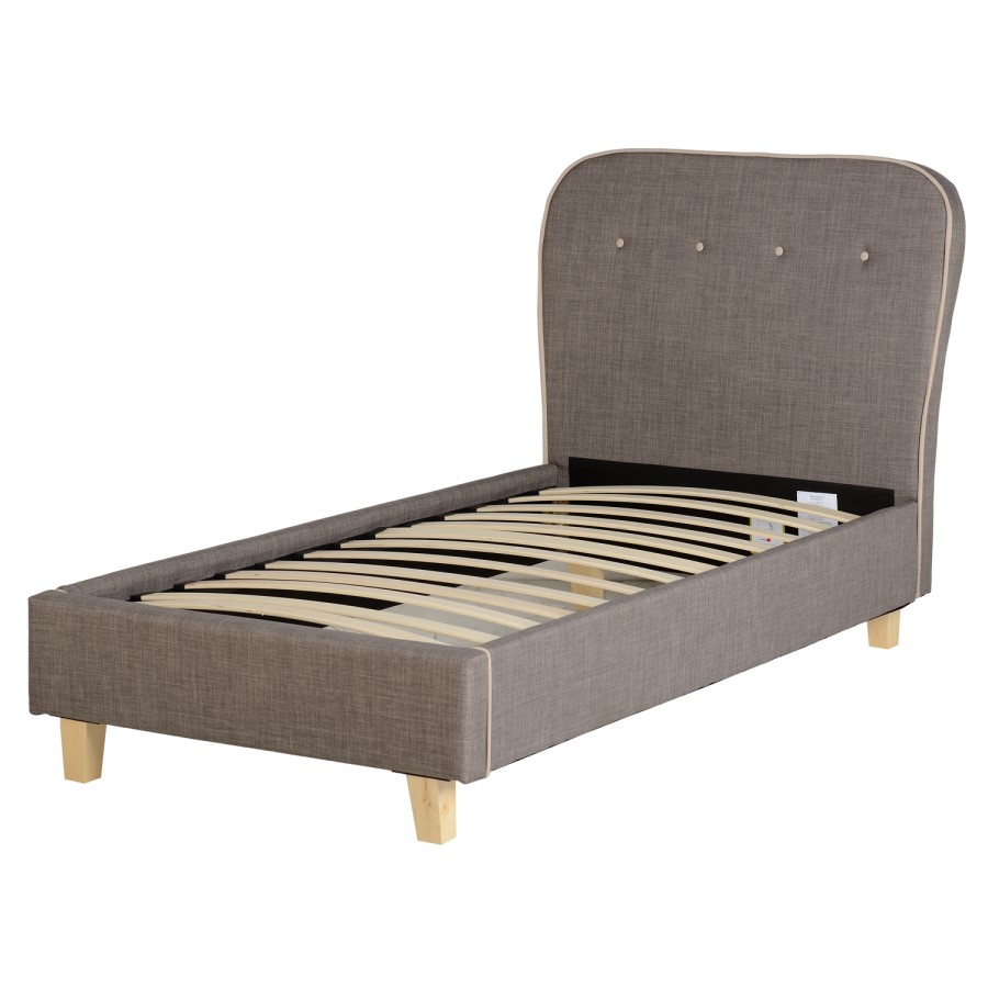 Seconique Eaton Upholstered Grey Single Bed