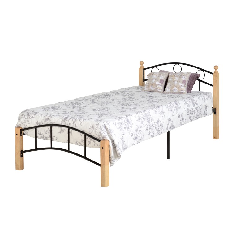 Seconique Luton Single Bed in Black and Pine