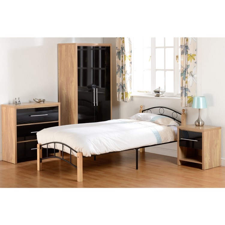 Seconique Luton Single Bed in Black and Pine