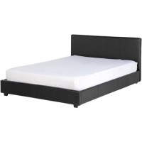 Seconique Prague 4'6 Inch  Bed in Black Faux Leather