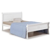 Seconique Georgia 4'6 Inch  Sleigh Bed in White Seconique Georgia 4'6 Inch  Sleigh Bed in White