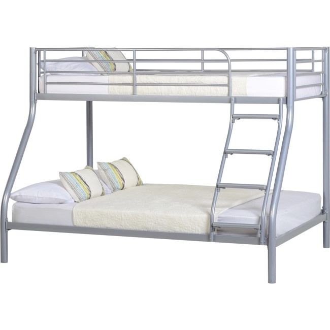 Silver Metal Triple Sleeper Bunk Bed - Tandi - Seconique