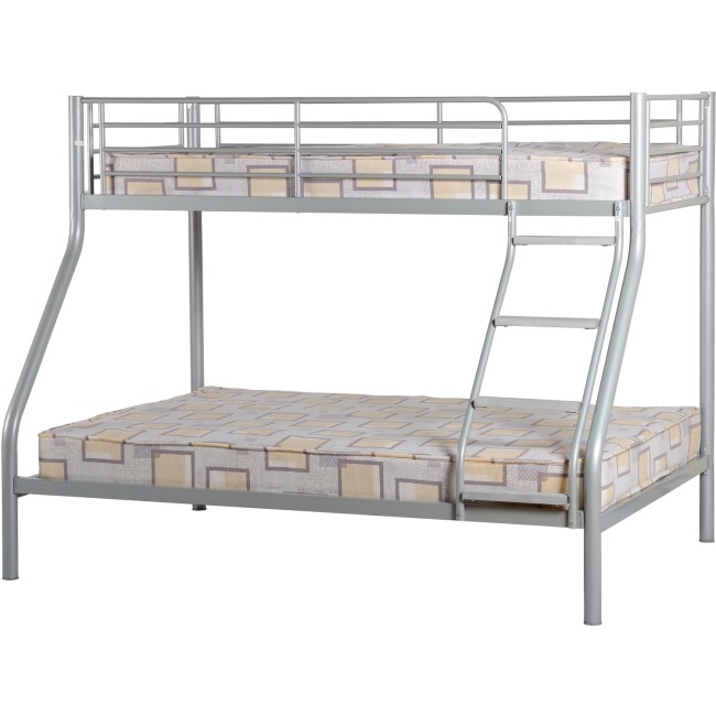 Silver Metal Triple Sleeper Bunk Bed - Tandi - Seconique