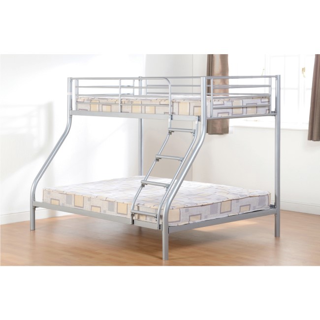 Silver Metal Triple Sleeper Bunk Bed - Tandi - Seconique