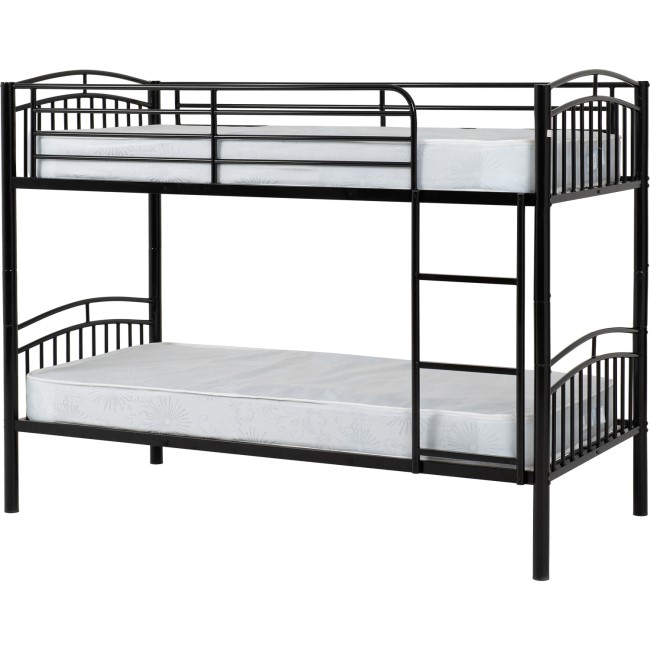 Black Metal Bunk Bed - Ventura - Seconique