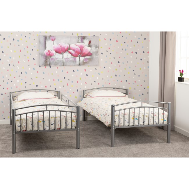 Silver Metal Bunk Bed - Ventura - Seconique