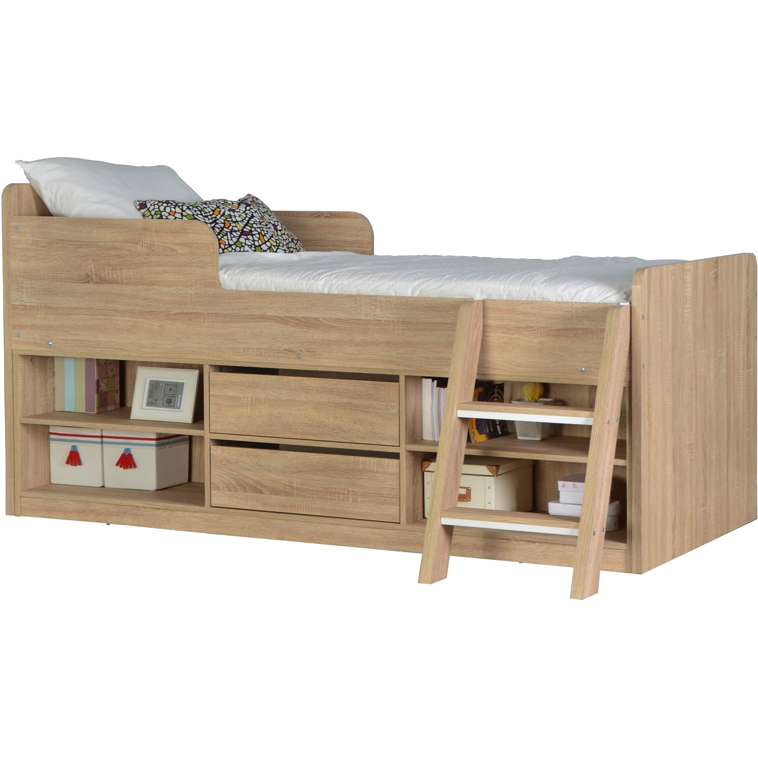 Photo of Oak low sleeper cabin bed with storage - felix - seconique