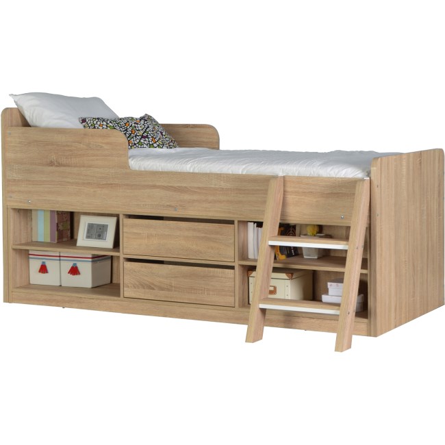 Oak Low Sleeper Cabin Bed with Storage - Felix - Seconique