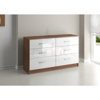 GRADE A2 - Light cosmetic damage - Birlea Furniture Lynx & 6 Drawer Chest in walnut/white