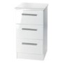 GRADE A2 - Welcome Furniture Hatherley High Gloss 3 Drawer Bedside Chest in White