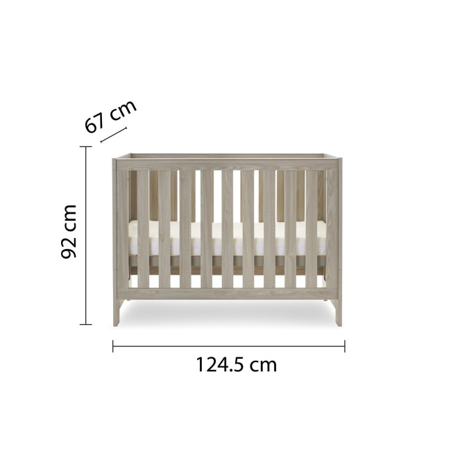 Nika Grey Convertible Mini Cot Bed - Obaby