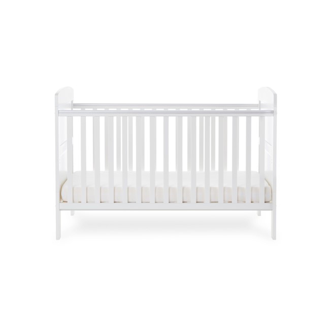 Grace White Wooden Cot Bed with Teething Rail - Obaby