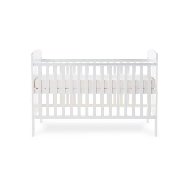 Grace White Wooden Cot Bed with Teething Rail - Obaby