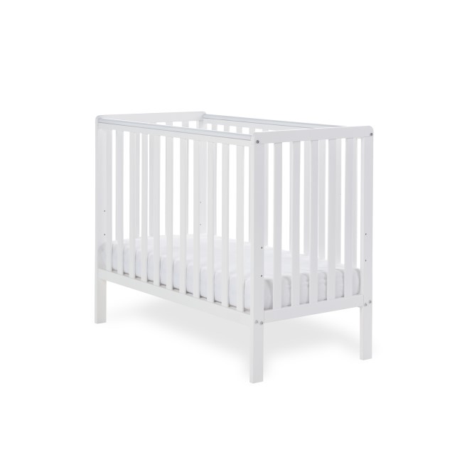 Bantam White Space Saver Cot with Teething Rail - Obaby