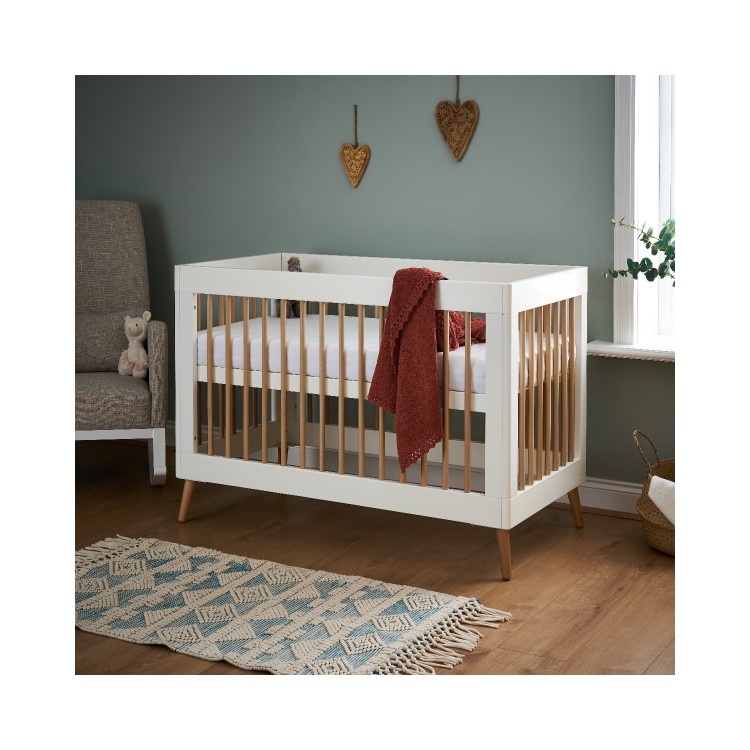 White Two Tone Mini Cot Bed - Maya - Obaby