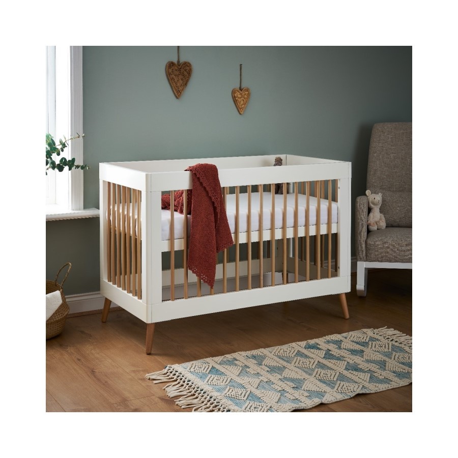 White Two Tone Mini Cot Bed - Maya - Obaby