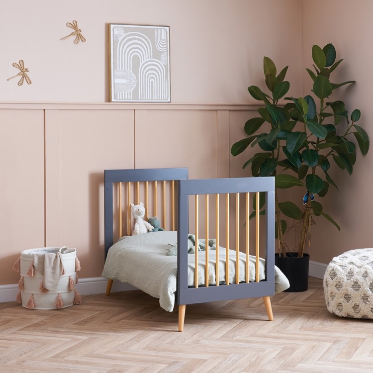 Maya Mini Cot Bed in Slate with Natural - Obaby