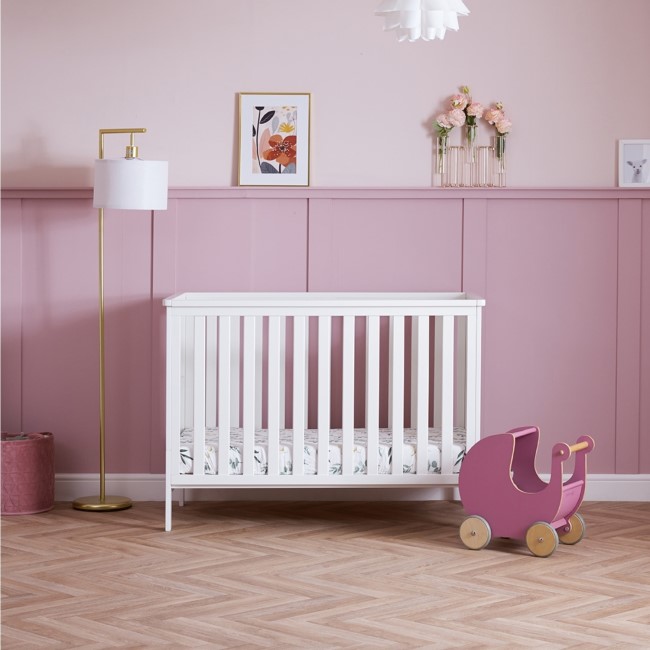 Evie Mini Cot Bed in White - Obaby