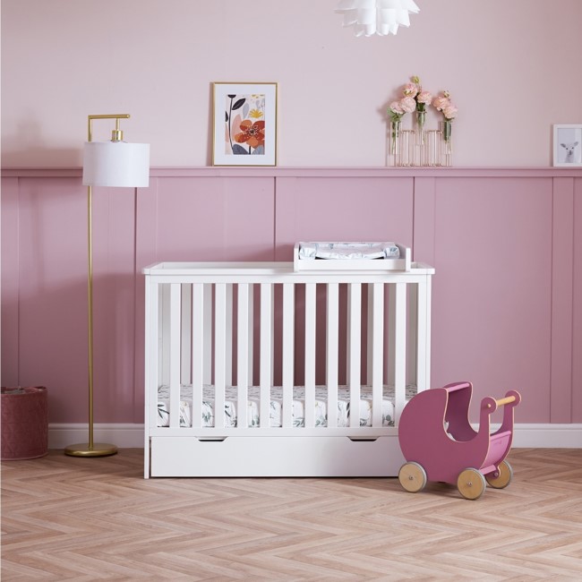 Evie Mini Cot Bed in White - Obaby