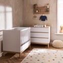 20OB3302D2 White Mini 2 Piece Nursery Furniture Set - Cot Bed and Changing Table - Astrid - Obaby