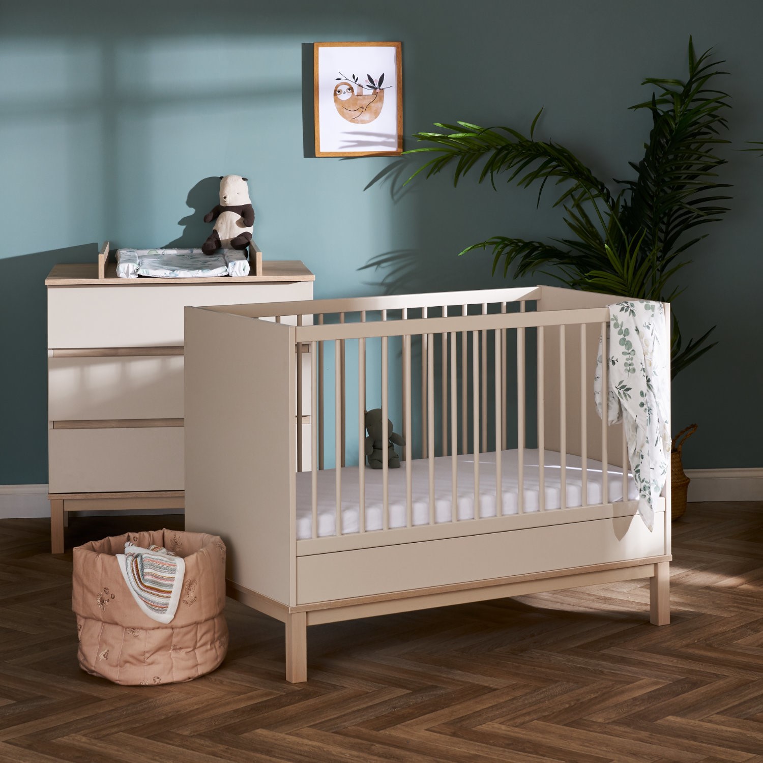 Photo of Satin mini 2 piece nursery furniture set - cot bed and changing table - astrid - obaby