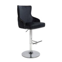 Black Velvet Adjustable Bar Stool - Sirocco
