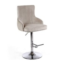 Mink Velvet Adjustable Bar Stool - Sirocco