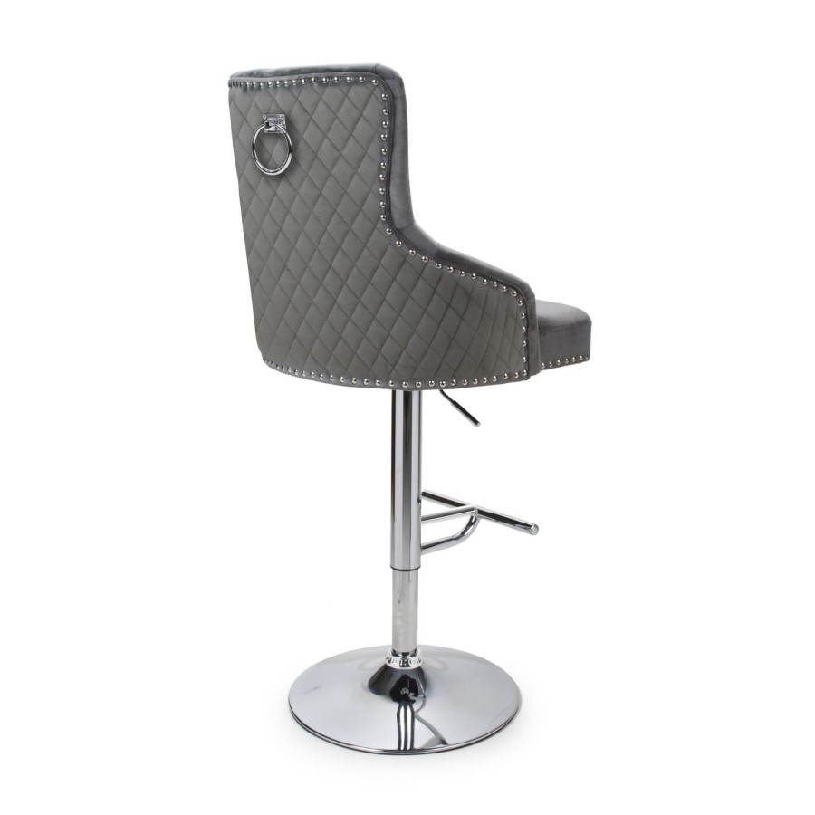 Grey Velvet Adjustable Bar Stool - Sirocco