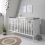 Cot Bed with Mattress and Cot Top Changer in White and Grey - Rio - Tutti Bambini