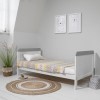 Cot Bed with Mattress and Cot Top Changer in White and Grey - Rio - Tutti Bambini