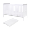 Cot Bed with Mattress and Cot Top Changer in White and Grey - Rio - Tutti Bambini