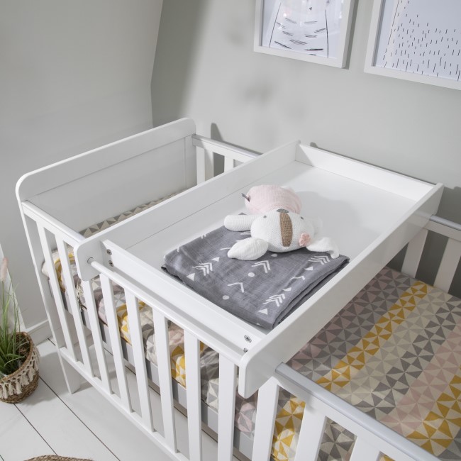 Tutti Bambini Rio White Cot Bed with Mattress and Cot Top Changer 