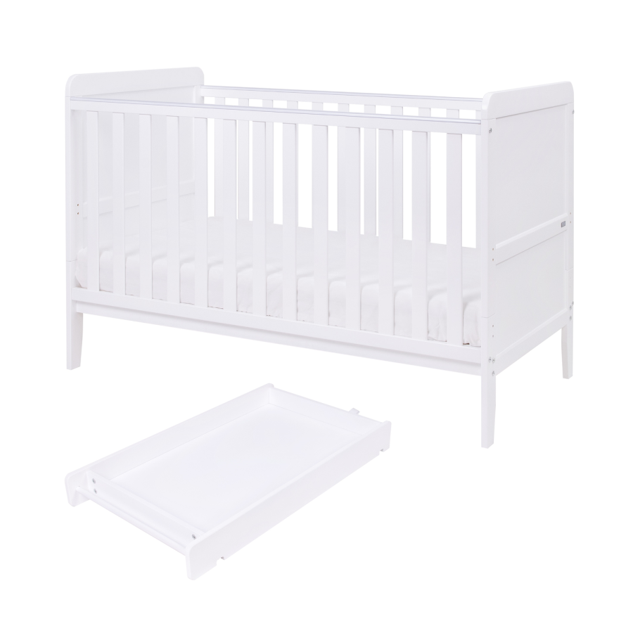 GRADE A1 - Tutti Bambini Rio White Cot Bed with Mattress and Cot Top Changer 
