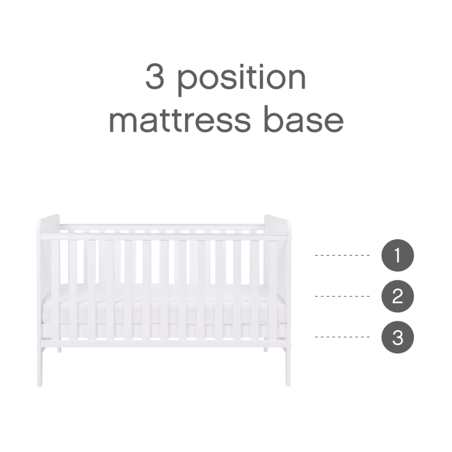 Tutti Bambini Rio White Cot Bed with Mattress and Cot Top Changer 