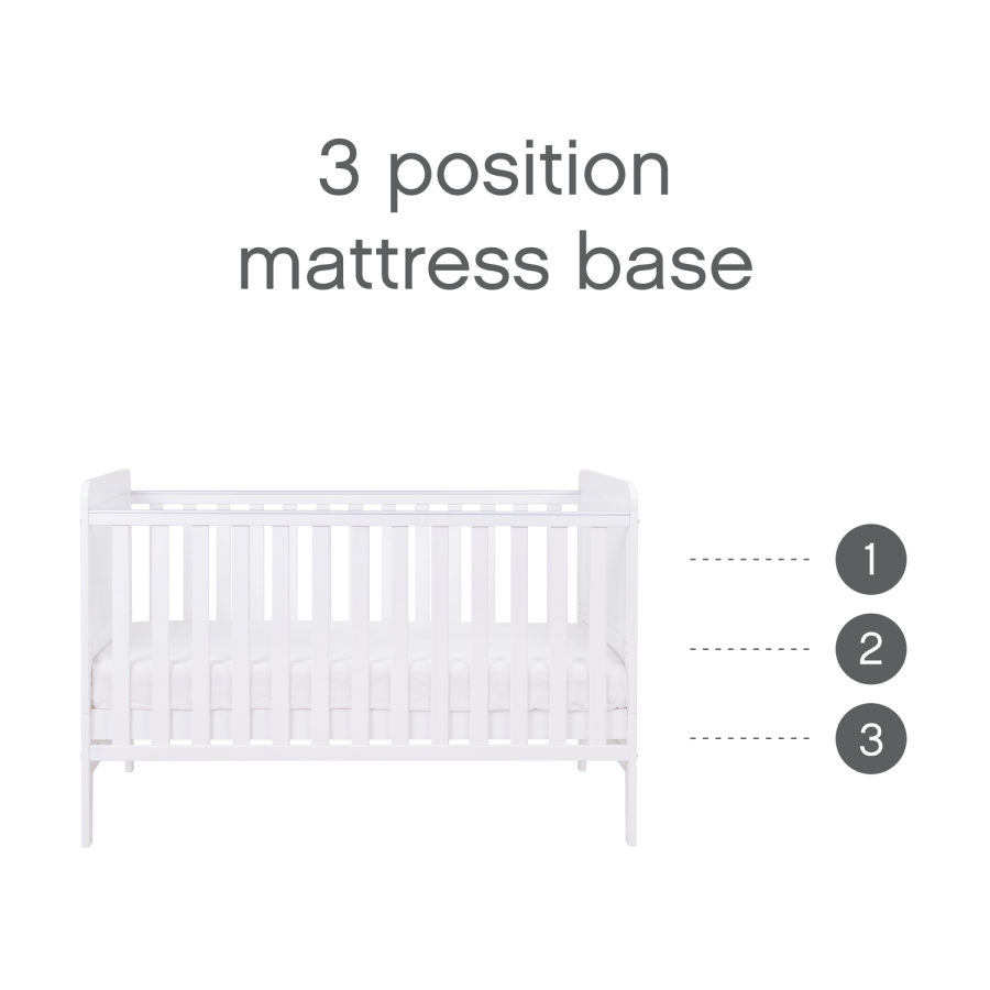 GRADE A1 - Tutti Bambini Rio White Cot Bed with Mattress and Cot Top Changer 