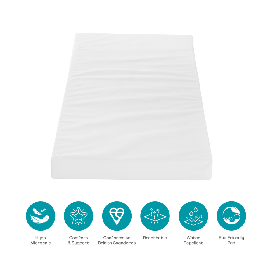 GRADE A1 - Tutti Bambini Rio White Cot Bed with Mattress and Cot Top Changer 