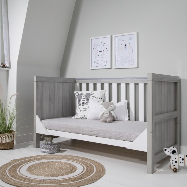 White and Grey Convertible 3 in 1 Cot Bed - Modena - Tutti Bambini