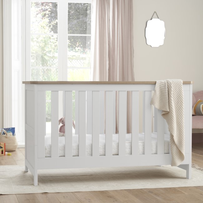 White and Oak Convertible 3 in 1 Cot Bed - Verona - Tutti Bambini