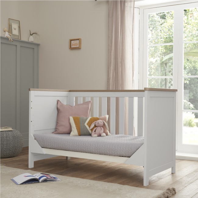 White and Oak Convertible 3 in 1 Cot Bed - Verona - Tutti Bambini