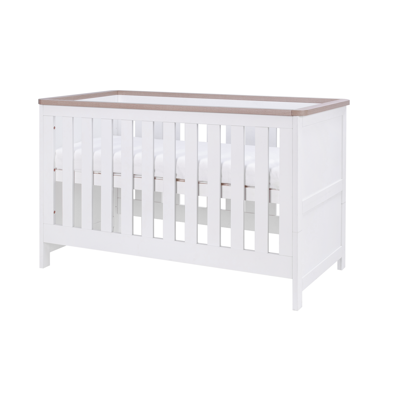 White and Oak Convertible 3 in 1 Cot Bed Verona Tutti Bambini Furniture123